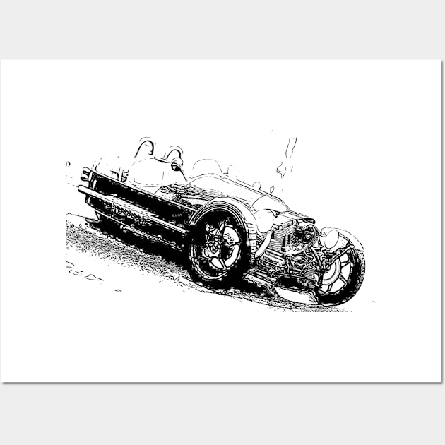 Morgan 3 Wheeler Wireframe Wall Art by SynchroDesign